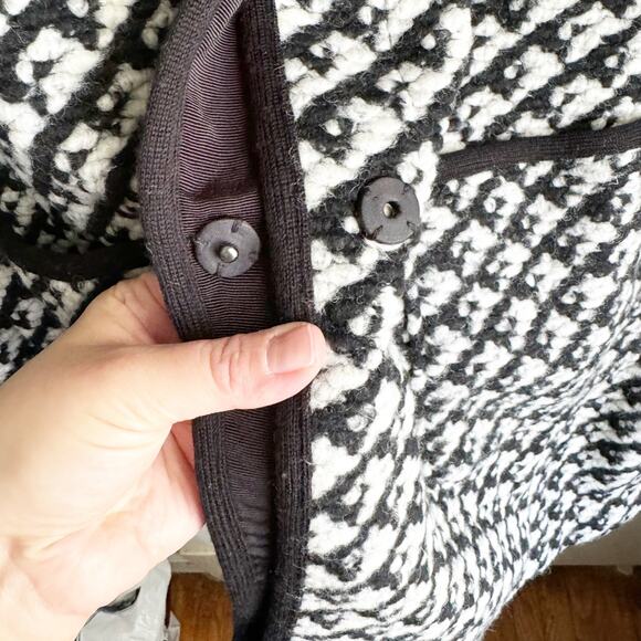 Talbots Wool Blend Sweater Coat Jacket Hidden Snap Buttons Houndstooth Style 1X - Picture 8 of 13